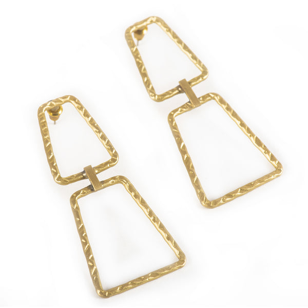 Handcrafted Two Layer Rectangle Earring