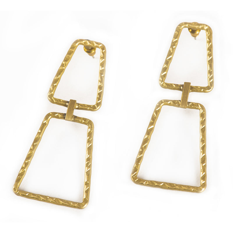 Handcrafted Two Layer Rectangle Earring