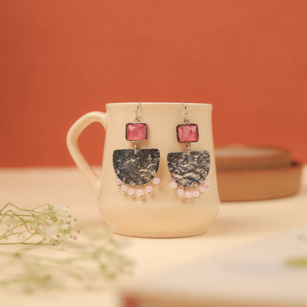 Handcrafted Pink Stone Earring