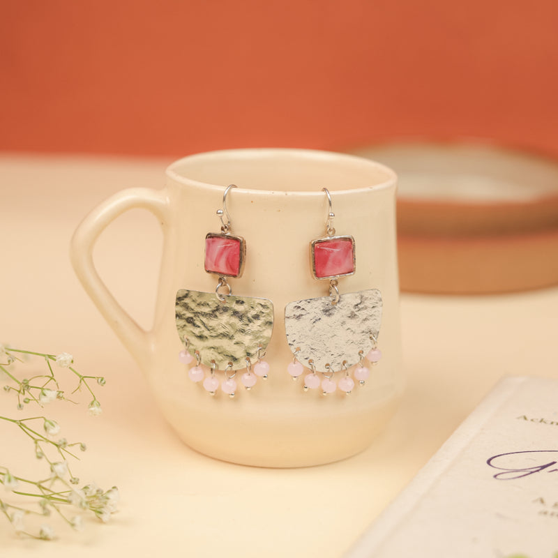 Handcrafted Pink Stone Earring