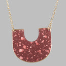 Handcrafted Brass U shape Textured Pink Neckpiece