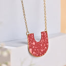 Handcrafted Brass U shape Textured Pink Neckpiece