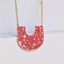 Handcrafted Brass U shape Textured Pink Neckpiece
