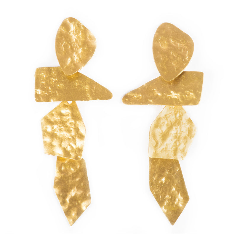 Handcrafted Brass Textured Stud Earring