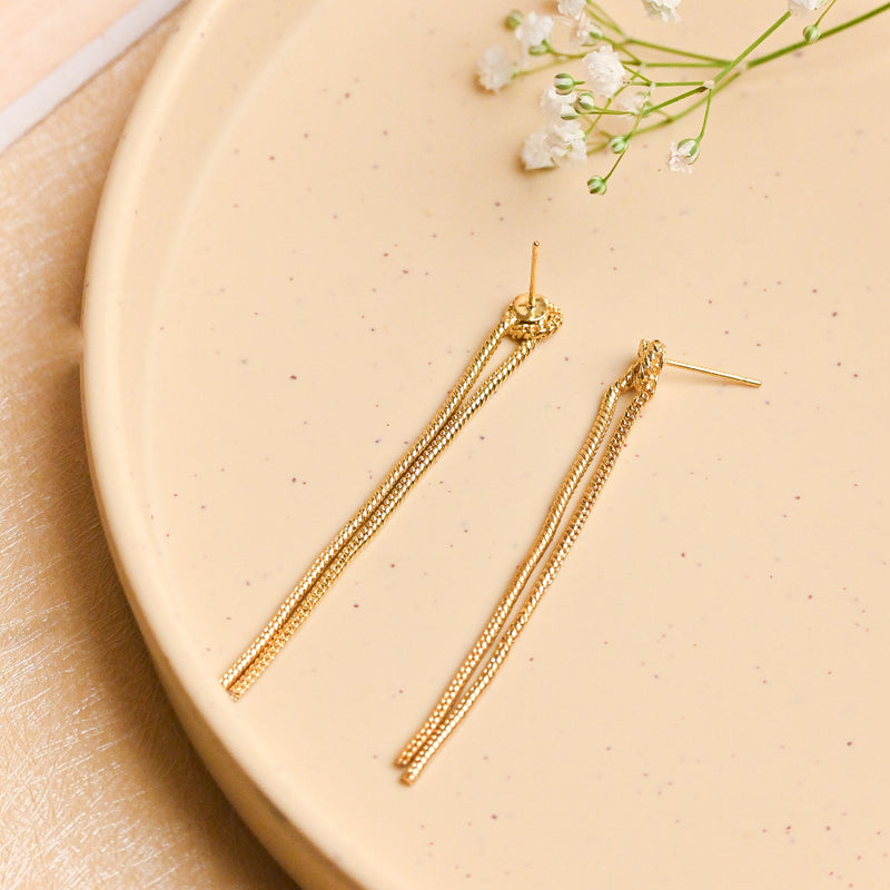 Handcrafted Brass Long Knot Stud Earring