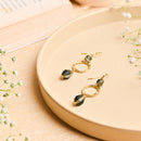 Handcrafted Brass Green Stone Earring