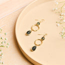Handcrafted Brass Green Stone Earring