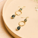 Handcrafted Brass Green Stone Earring
