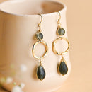 Handcrafted Brass Green Stone Earring