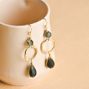 Handcrafted Brass Green Stone Earring