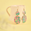 Handcrafted Brass Pink Green Earring