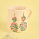 Handcrafted Brass Pink Green Earring
