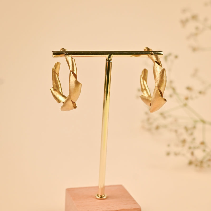 Handcrafted Brass Twisted Hoop Earring