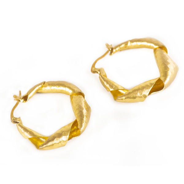 Handcrafted Brass Twisted Hoop Earring