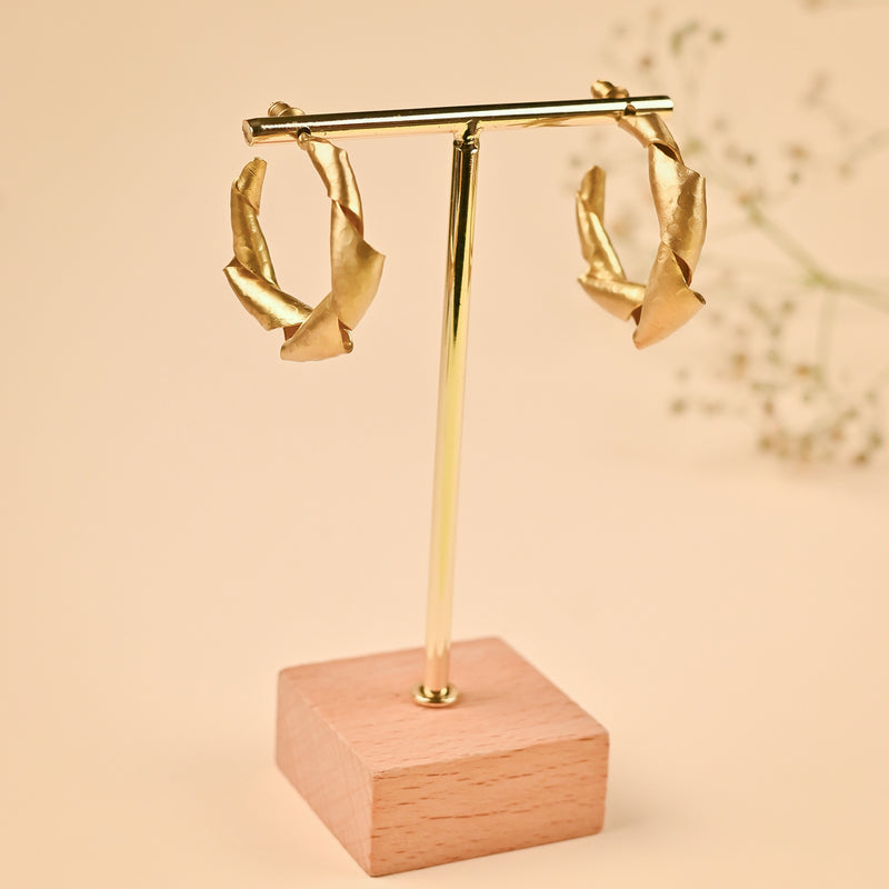 Handcrafted Brass Twisted Hoop Earring