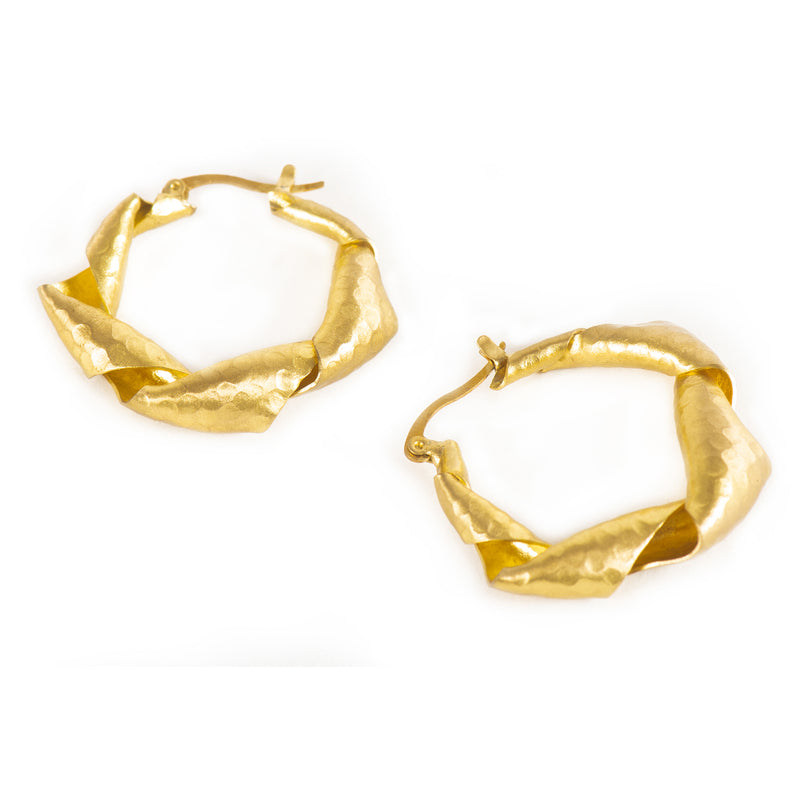 Handcrafted Brass Twisted Hoop Earring