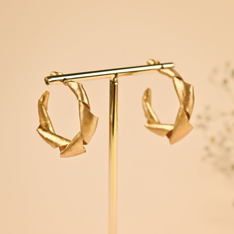 Handcrafted Brass Twisted Hoop Earring