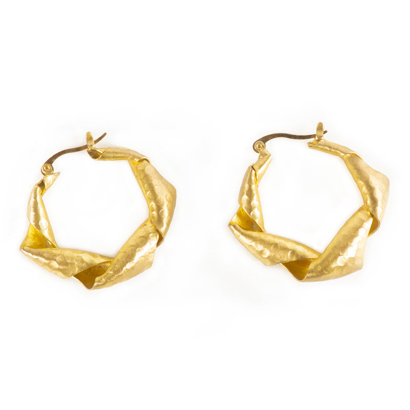 Handcrafted Brass Twisted Hoop Earring