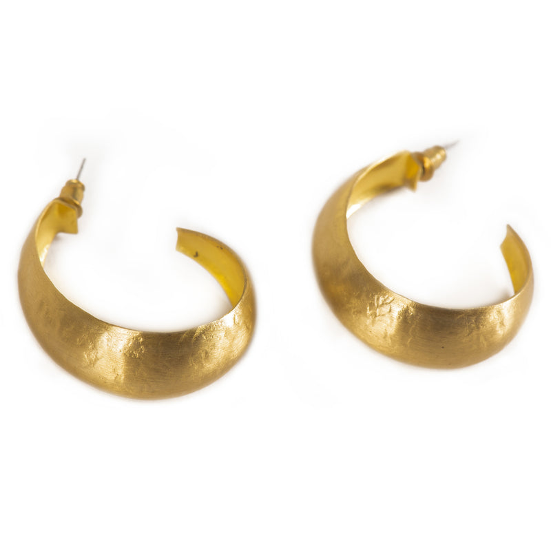 Handcrafted Brass Wide Hoop Stud Earring