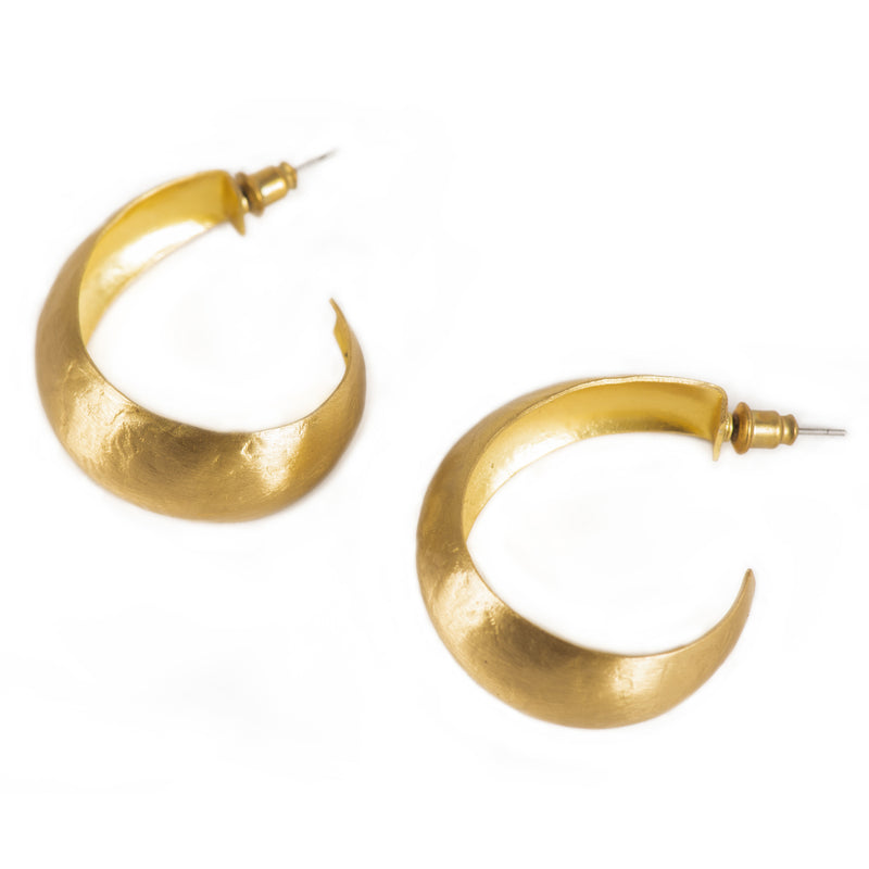 Handcrafted Brass Wide Hoop Stud Earring