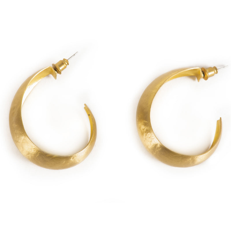 Handcrafted Brass Wide Hoop Stud Earring