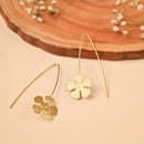 Handcrafted Brass Long Wire Flower Earring