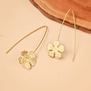 Handcrafted Brass Long Wire Flower Earring