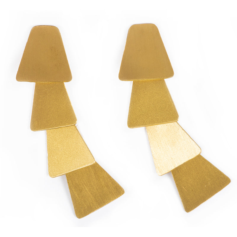 Handcrafted Brass Geometric Design Stud Earring