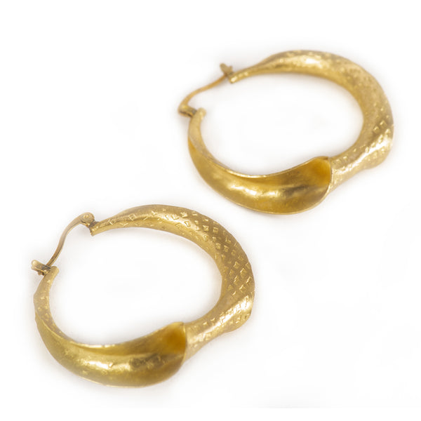 Handcrafted Brass Single Twisted Hoop Earring