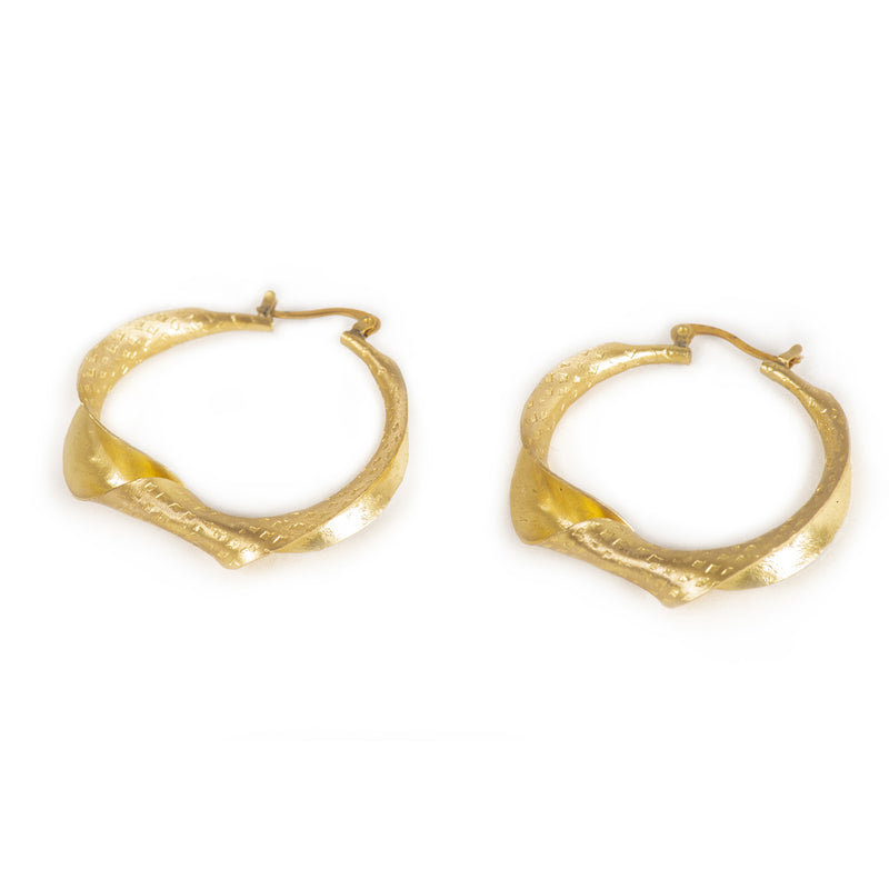 Handcrafted Brass Single Twisted Hoop Earring