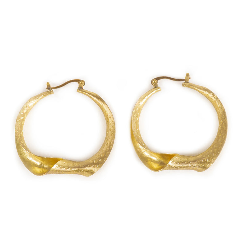 Handcrafted Brass Single Twisted Hoop Earring