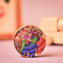 Handcrafted Brass Pill Box Gond Art- Elephant Couple Design