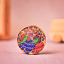 Handcrafted Brass Pill Box Gond Art- Elephant Couple Design
