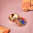 Handcrafted Brass Pill Box Gond Art- Elephant Couple Design
