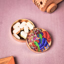 Handcrafted Brass Pill Box Gond Art- Elephant Couple Design