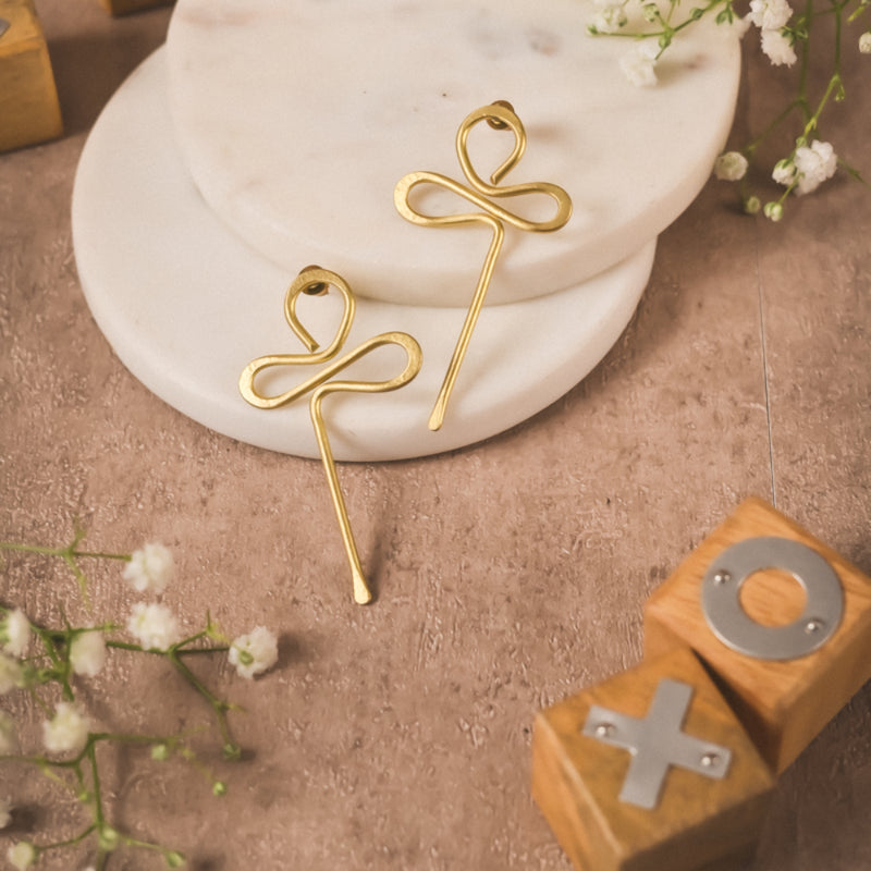 Handmade Abstract Looped Brass Earrings – Modern Minimal Statement Jewelry