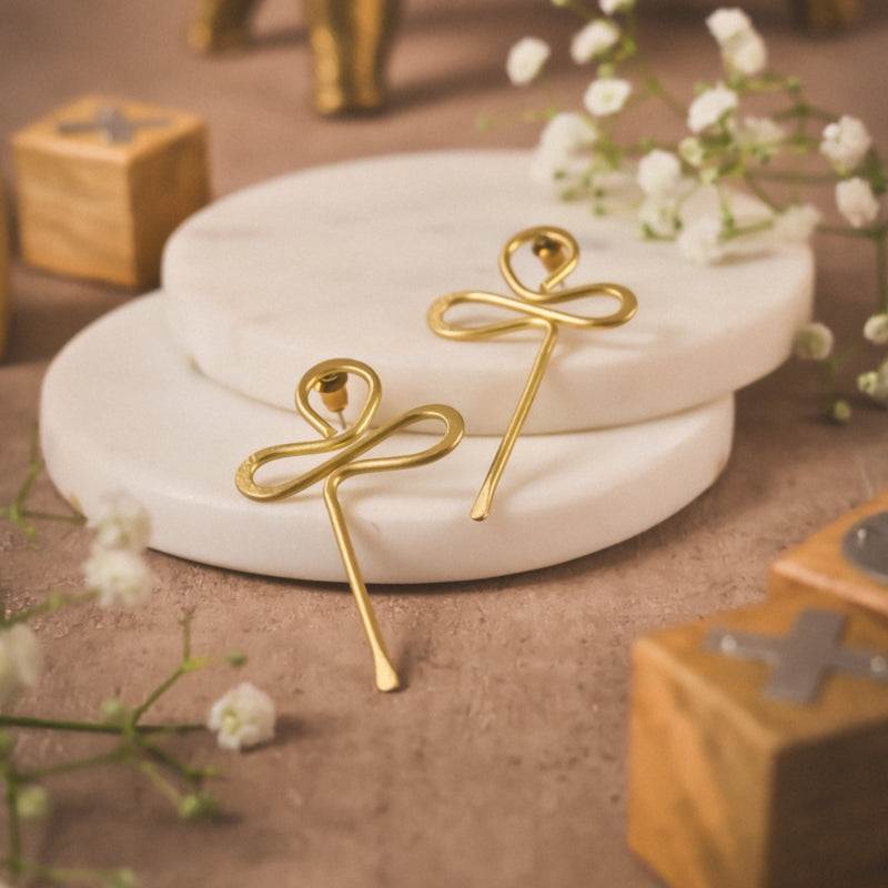 Handmade Abstract Looped Brass Earrings – Modern Minimal Statement Jewelry