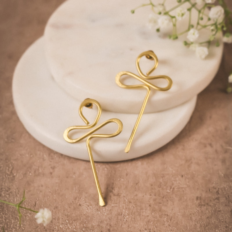 Handmade Abstract Looped Brass Earrings – Modern Minimal Statement Jewelry