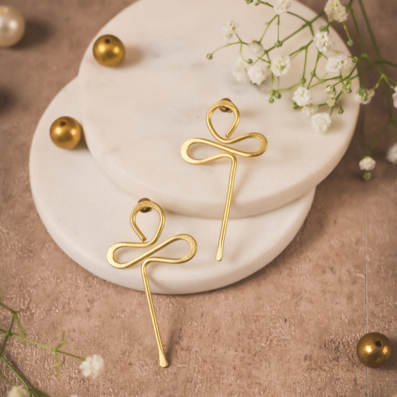 Handmade Abstract Looped Brass Earrings – Modern Minimal Statement Jewelry