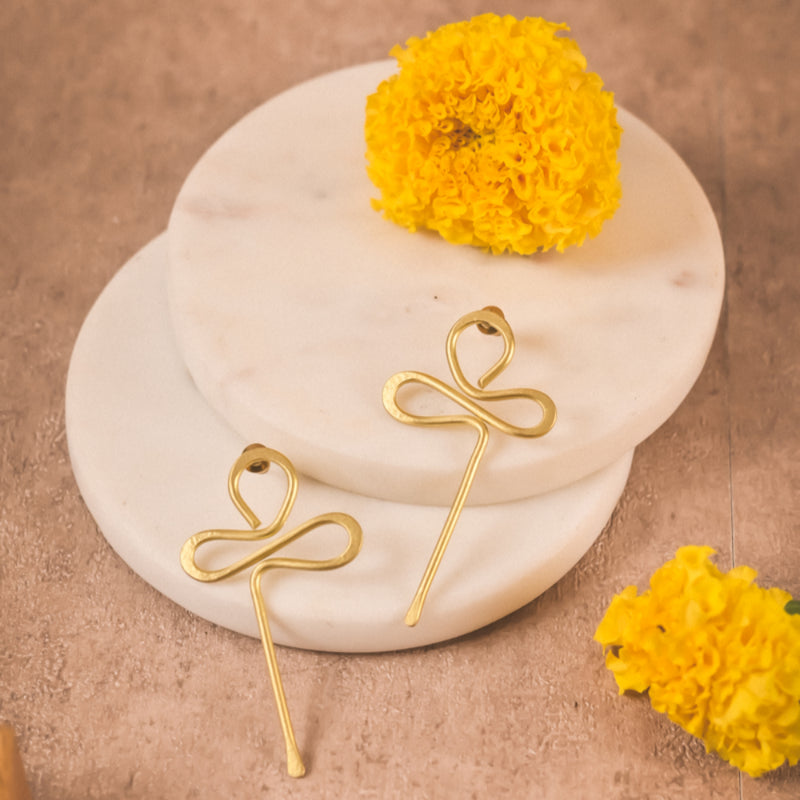 Handmade Abstract Looped Brass Earrings – Modern Minimal Statement Jewelry