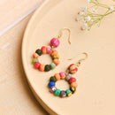 Handcrafted Fabric Bead Round Earring