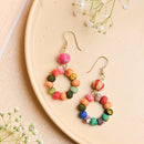 Handcrafted Fabric Bead Round Earring