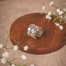 Silver-Toned Textured Wide Band Brass Ring | Handcrafted Adjustable Statement Ring