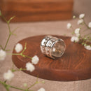 Silver-Toned Textured Wide Band Brass Ring | Handcrafted Adjustable Statement Ring