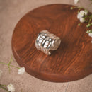 Silver-Toned Textured Wide Band Brass Ring | Handcrafted Adjustable Statement Ring