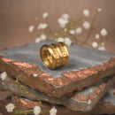 Gold-Toned Textured Wide Band Brass Ring | Handmade Adjustable Statement Jewellery