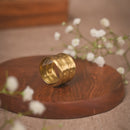 Gold-Toned Textured Wide Band Brass Ring | Handmade Adjustable Statement Jewellery