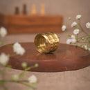 Gold-Toned Textured Wide Band Brass Ring | Handmade Adjustable Statement Jewellery