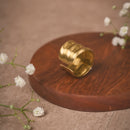 Gold-Toned Textured Wide Band Brass Ring | Handmade Adjustable Statement Jewellery