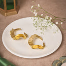 Textured Wavy Hoop Earrings for Women | Handcrafted Gold-Tone Brass Jewellery